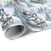 Polar Beer Sledding met een pinguïn Cadeaupapier (Rol Hoek)