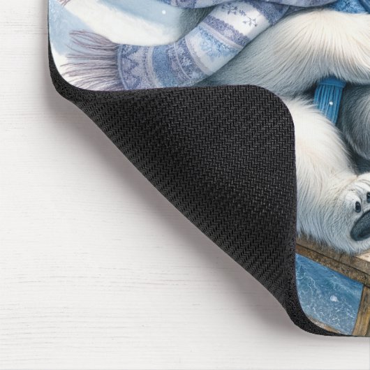 Polar Beer Sledding met een pinguïn Muismat (Hoek)