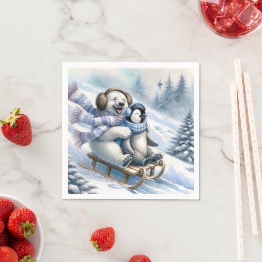 Polar Beer Sledding met een pinguïn Servet (Insitu)