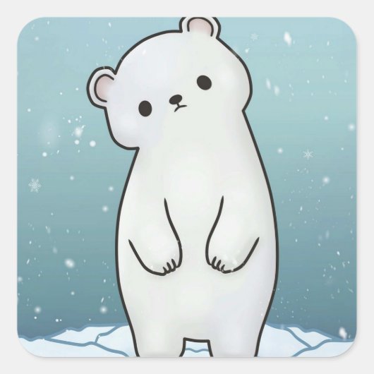 Polar Beer Sneeuw Vierkante Sticker (Voorkant)