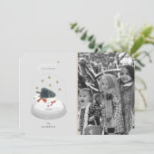 Polar Beer Sneeuw Wereldbol Grijs Kerstvakantie Fo Kaart (Staand voorkant)