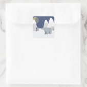 Polar Beer Sneeuwkerst Vierkante Sticker (Tas)