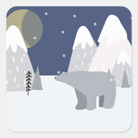 Polar Beer Sneeuwkerst Vierkante Sticker (Voorkant)