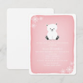 Polar Beer sneeuwvlok meisje Baby shower - roze Kaart (Voorkant / Achterkant)