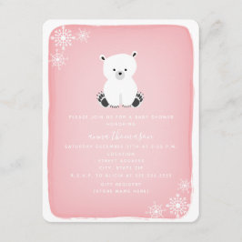 Polar Beer sneeuwvlok meisje Baby shower - roze Kaart