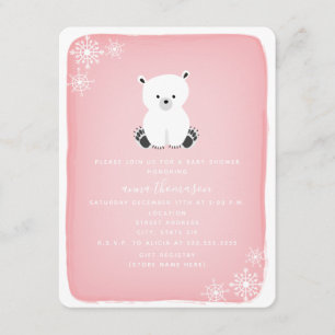 Polar Beer sneeuwvlok meisje Baby shower - roze Kaart