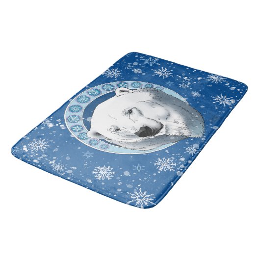 Polar Beer Sneeuwvlokken Art Nouveau Badmat (Gekanteld)
