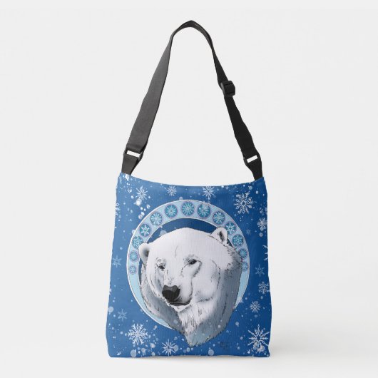 Polar Beer Sneeuwvlokken Art Nouveau Crossbody Tas (Voorkant)
