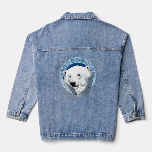 Polar Beer Sneeuwvlokken Art Nouveau Denim Jacket (Achterkant)