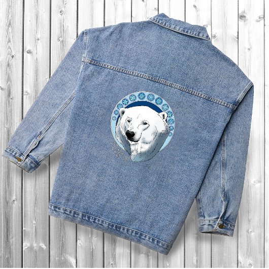 Polar Beer Sneeuwvlokken Art Nouveau Denim Jacket