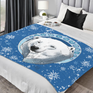 Polar Beer Sneeuwvlokken Art Nouveau Fleece Deken