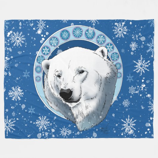 Polar Beer Sneeuwvlokken Art Nouveau Fleece Deken (Voorkant (Horizontaal))