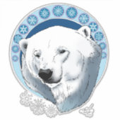 Polar Beer Sneeuwvlokken Art Nouveau Sticker (Voorkant)