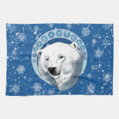 Polar Beer Sneeuwvlokken Art Nouveau Theedoek (Horizontaal)