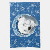 Polar Beer Sneeuwvlokken Art Nouveau Theedoek (Verticaal)