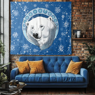 Polar Beer Sneeuwvlokken Art Nouveau Wandkleed
