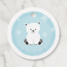Polar Beer Sneeuwvlokken Blauw Baby shower Bedankjes Labels
