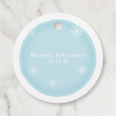 Polar Beer Sneeuwvlokken Blauw Baby shower Bedankjes Labels (Achterkant)