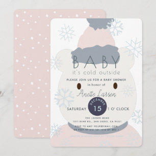 Polar Beer Sneeuwvlokken GIrl Baby shower Uitnodig Kaart
