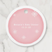 Polar Beer Sneeuwvlokken Roze Baby shower Bedankjes Labels (Achterkant)