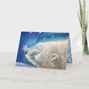 Polar Beer Sneeuwvlokken Wenskaart Feestdagen Kaart