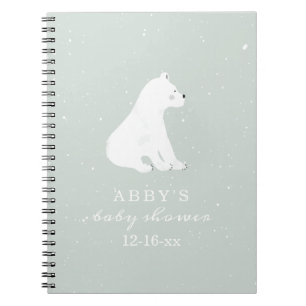Polar Beer Snow Boy Baby shower Guest Book Notitieboek
