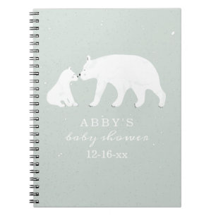 Polar Beer Snow Boy Mama Baby shower Guest Book Notitieboek