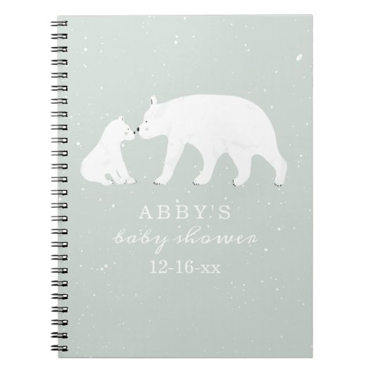 Polar Beer Snow Boy Mama Baby shower Guest Book Notitieboek (Voorkant)