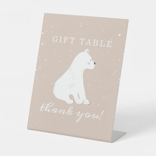 Polar Beer Snow Girl Baby shower Gift Table Reclamebord Met Voetstuk (Voorkant)