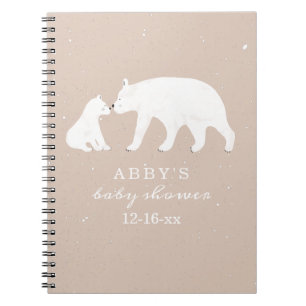 Polar Beer Snow Girl Mama Baby shower Guest Book Notitieboek