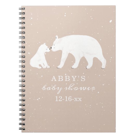 Polar Beer Snow Girl Mama Baby shower Guest Book Notitieboek (Voorkant)
