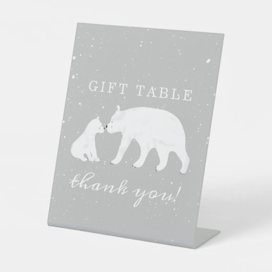 Polar Beer Snow Grey Mama Baby shower Gift Table Reclamebord Met Voetstuk (Voorkant)