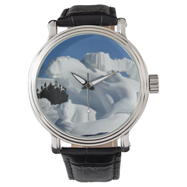 Polar Beer Snow Sculpture, Quebec, Canada Horloge (Voorkant)