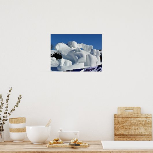 Polar Beer Snow Sculpture, Quebec, Canada Poster (Keuken)