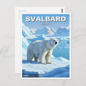 Polar Beer Snow Svalbard Norway Briefkaart (Voorkant / Achterkant)