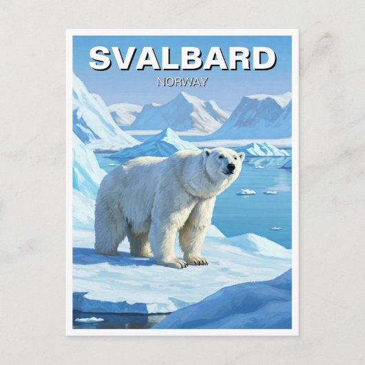 Polar Beer Snow Svalbard Norway Briefkaart (Voorkant)