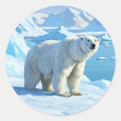 Polar Beer Snow Svalbard Norway Ronde Sticker (Voorkant)