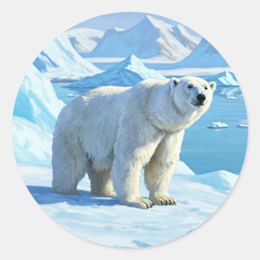 Polar Beer Snow Svalbard Norway Ronde Sticker (Voorkant)
