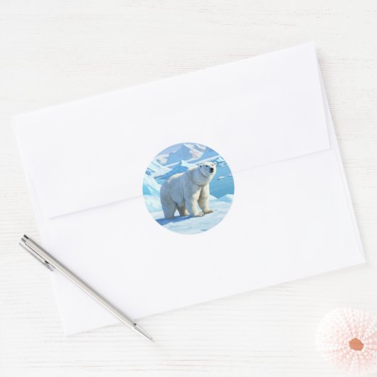 Polar Beer Snow Svalbard Norway Ronde Sticker (Envelop)