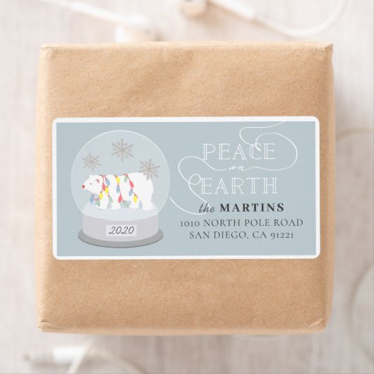 Polar Beer Snow Wereldbol Blue Shipping Etiket (Insitu)