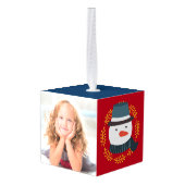 Polar Beer Snowman Kinder Foto Sjabloon Kerstmis Kubus Ornament (Achter hoekig)