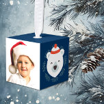 Polar Beer Snowman Kinder Foto Sjabloon Kerstmis Kubus Ornament<br><div class="desc">Dit schattige kubus ornament is gepersonaliseerd alleen voor je kinderen, met twee zijden die je foto's hebben. Naast de foto-afbeeldingen heeft één zijde een schattig wit polair beer met een rood en wit opvulend pet. Het portret van het beer wordt geplaatst op een blauwe achtergrond. De andere kant heeft een...</div>