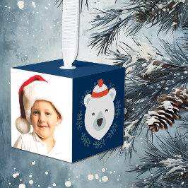 Polar Beer Snowman Kinder Foto Sjabloon Kerstmis Kubus Ornament