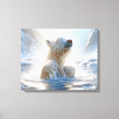 Polar Beer spatten in Arctisch water Canvas Afdruk (Voorkant)
