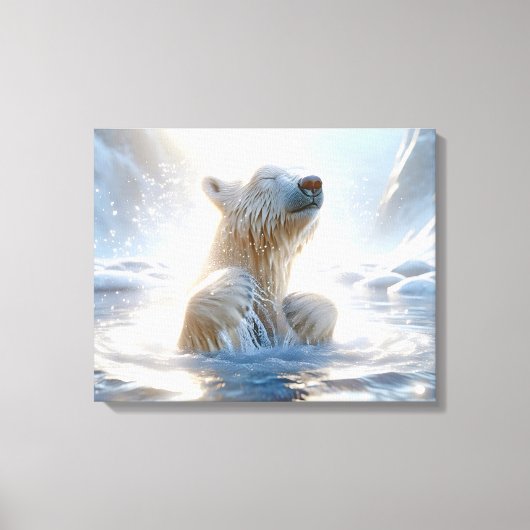 Polar Beer spatten in Arctisch water Canvas Afdruk (Voorkant)