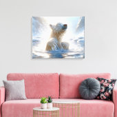 Polar Beer spatten in Arctisch water Canvas Afdruk (Insitu (Woonkamer))
