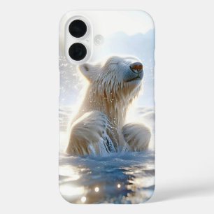 Polar Beer spatten in Arctisch water iPhone 16 Hoesje