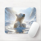 Polar Beer spatten in Arctisch water Muismat (Met muis)