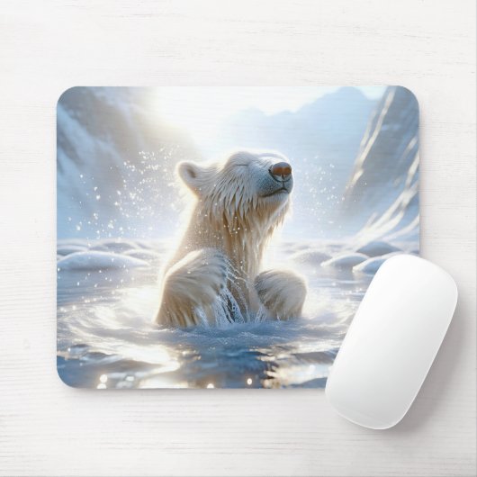 Polar Beer spatten in Arctisch water Muismat (Met muis)