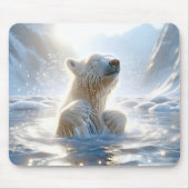 Polar Beer spatten in Arctisch water Muismat (Voorkant)